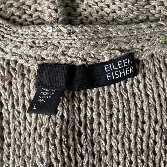 Eileen Fisher Sequined Chain Mail Knit Tank Top L NWT Silver - Picture 4 of 11